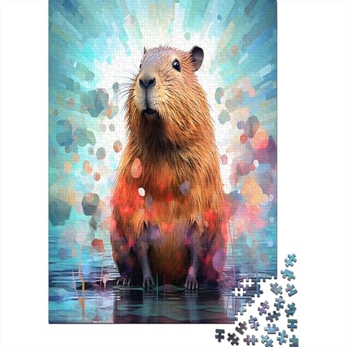 Farbenfrohes Puzzle Niedliches Wasserschwein Klassische Puzzles Home Dekoration Puzzle Tier 300 Teile Geburtstagsgeschenk Für Erwachsene Für Erwachsene Kinder 300pcs (40x28cm) von VesFy