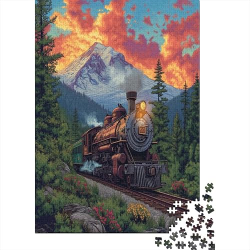 Farbenfrohes Puzzle Retro-Zug Klassische Puzzles Erwachsene Puzzles Verkehr Puzzle-Geschenk Puzzle 1000 Teile Impossible Puzzle Für Erwachsene Und Kinder 1000pcs (75x50cm) von VesFy