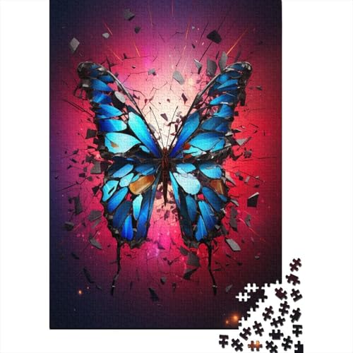 Puzzle Blauer Schmetterling Puzzle Farbenfrohes Legespiel Home Dekoration Puzzle Tiers 300 Teile Herausforderndes Puzzle Für Erwachsene Und Kinder 300pcs (40x28cm) von VesFy