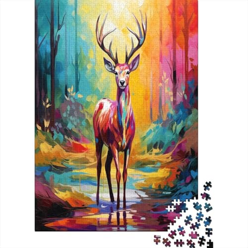 Puzzle Bunte Hirsche Puzzle Farbenfrohes Legespiel Lernspiel Herausforderung Spielzeug Tier Buntes Legespiel 500 Teile Impossible Puzzle Für Erwachsene 500pcs (52x38cm) von VesFy