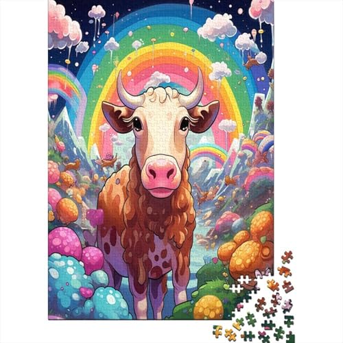 Puzzle Bunte Kuh Puzzle Farbenfrohes Legespiel Lernspiel Herausforderung Spielzeug Tier Buntes Legespiel 300 Teile Impossible Puzzle Für Erwachsene 300pcs (40x28cm) von VesFy