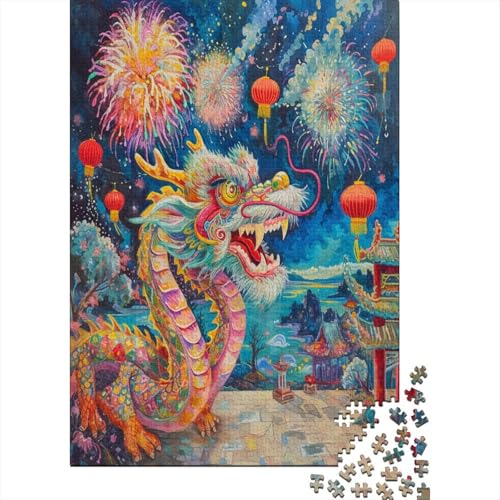 Puzzle Chinesischer Drache Geschicklichkeitsspiel Home Dekoration Puzzle Fantasy Tiers Buntes Legespiel 300 Teile Geburtstagsgeschenk Für Erwachsene Für Erwachsene 300pcs (40x28cm) von VesFy