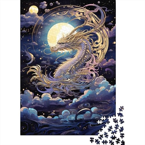 Puzzle Cooler Drache Puzzle Farbenfrohes Legespiel Lernspiel Herausforderung Spielzeug Tier Buntes Legespiel 1000 Teile Impossible Puzzle Für Erwachsene 300pcs (40x28cm) von VesFy