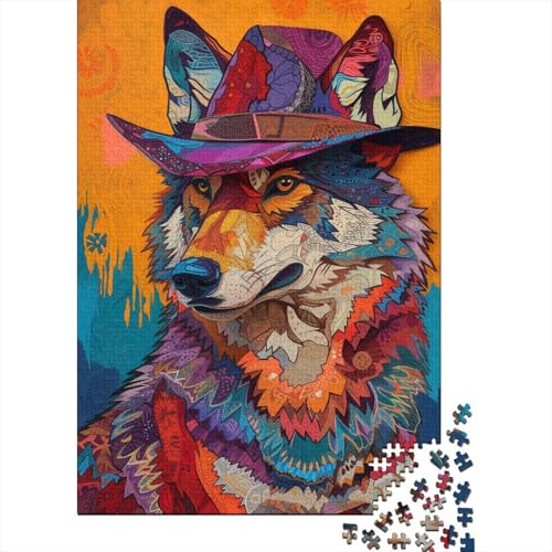 Puzzle Cooler Wolf Puzzle Farbenfrohes Legespiel Home Dekoration Puzzle Tier 1000 Teile Herausforderndes Puzzle Für Erwachsene Und Kinder 300pcs (40x28cm) von VesFy