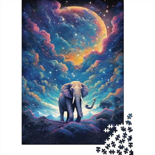 Puzzle Farbenfrohes Art Elefant Klassische Puzzles Erwachsene Puzzles Tier 300 Teile Herausforderndes Geschicklichkeitsspiel Für Erwachsene Und Kinder 300pcs (40x28cm) von VesFy