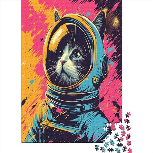 Puzzle Farbenfrohes Astronaut Katze Geschicklichkeitsspiel Erwachsene Puzzles Tier Puzzle 500 Teile Erwachsenen Puzzle Für Die Ganze Familie 500pcs (52x38cm) von VesFy