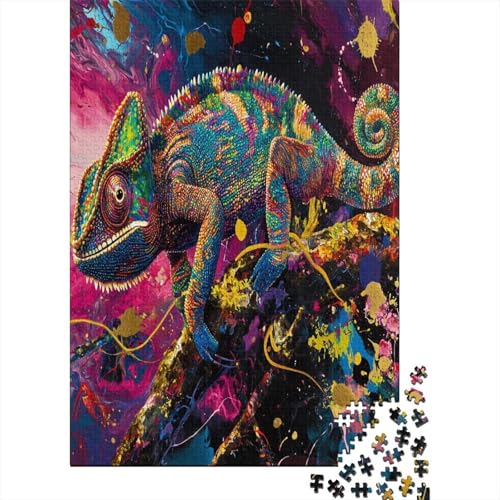 Puzzle Farbenfrohes Bunte Eidechse Geschicklichkeitsspiel Erwachsene Puzzles Tier Buntes Legespiel 1000 Teile Herausforderndes Geschicklichkeitsspiel Für Erwachsene Kinder 1000pcs (75x50cm) von VesFy