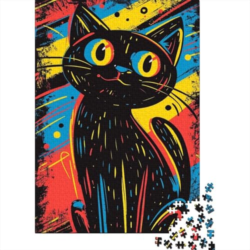 Puzzle Farbenfrohes Bunte Katze Geschicklichkeitsspiel Erwachsene Puzzles Tier Clevere Rätsel Puzzle 300 Teile Impossible Puzzle Für Erwachsene Kinder 300pcs (40x28cm) von VesFy