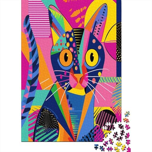 Puzzle Farbenfrohes Bunte Katze Geschicklichkeitsspiel Erwachsene Puzzles Tiers Puzzle 500 Teile Erwachsenen Puzzle Für Die Ganze Familie 500pcs (52x38cm) von VesFy