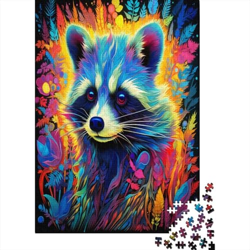 Puzzle Farbenfrohes Bunter Waschbär Geschicklichkeitsspiel Home Dekoration Puzzle Tier Clevere Rätsel 1000-teilige Puzzles Erwachsenen Puzzle Für Erwachsene 300pcs (40x28cm) von VesFy