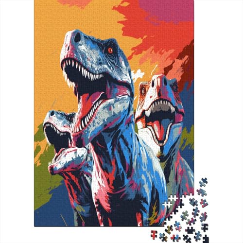 Puzzle Farbenfrohes Cooler Dinosaurierierier Klassische Puzzles Home Dekoration Puzzle Ancient Tiers Buntes Legespiel Puzzle 1000 Teile Herausforderndes Puzzle Für Erwachsene 300pcs (40x28cm) von VesFy