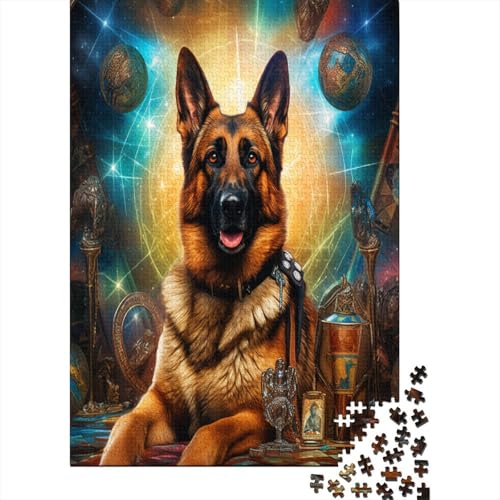 Puzzle Farbenfrohes Deutscher Schäferhund Klassische Puzzles Erwachsene Puzzles Tiers 500 Teile Herausforderndes Geschicklichkeitsspiel Für Erwachsene Und Kinder 500pcs (52x38cm) von VesFy