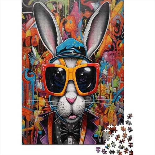 Puzzle Farbenfrohes Doodle-Hase Geschicklichkeitsspiel Erwachsene Puzzles Tier 1000 Teile Puzzle Erwachsenen Puzzle Für Erwachsene Und Kinder 1000pcs (75x50cm) von VesFy