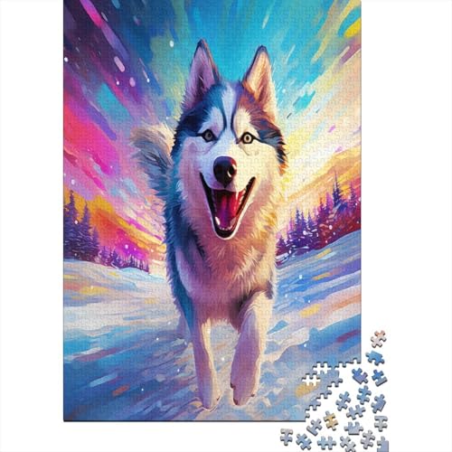 Puzzle Farbenfrohes Husky Hund Geschicklichkeitsspiel Home Dekoration Puzzle Tier Clevere Rätsel 1000-teilige Puzzles Erwachsenen Puzzle Für Erwachsene 500pcs (52x38cm) von VesFy