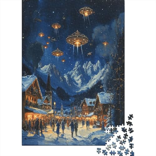 Puzzle Farbenfrohes Kleine Stadt In The Snow Geschicklichkeitsspiel Erwachsene Puzzles Schöne Stadt Puzzle-Geschenk 1000 Teile Herausforderndes Puzzle Für Erwachsene 500pcs (52x38cm) von VesFy