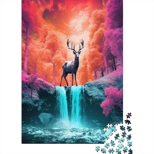 Puzzle Farbenfrohes Kreativ-Hirsch Klassische Puzzles Erwachsene Puzzles Tier 500 Teile Herausforderndes Geschicklichkeitsspiel Für Erwachsene Und Kinder 500pcs (52x38cm) von VesFy