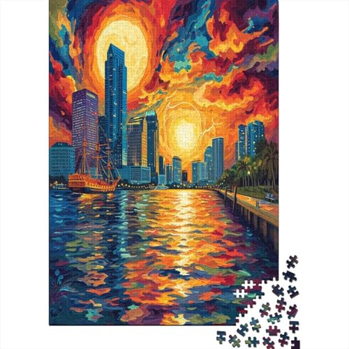 Puzzle Farbenfrohes Kreative Stadt Geschicklichkeitsspiel Home Dekoration Puzzle Stadtbild Clevere Rätsel 300-teilige Puzzles Erwachsenen Puzzle Für Erwachsene 300pcs (40x28cm) von VesFy