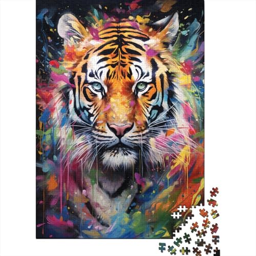 Puzzle Farbenfrohes Kreativer Tiger Klassische Puzzles Home Dekoration Puzzle Tier Buntes Legespiel Puzzle 1000 Teile Herausforderndes Puzzle Für Erwachsene 1000pcs (75x50cm) von VesFy