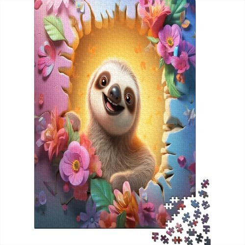 Puzzle Farbenfrohes Kreatives Faultier Geschicklichkeitsspiel Erwachsene Puzzles Tier Puzzle 1000 Teile Erwachsenen Puzzle Für Die Ganze Familie 1000pcs (75x50cm) von VesFy