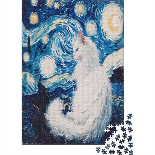 Puzzle Farbenfrohes Künstlerische Katze Geschicklichkeitsspiel Erwachsene Puzzles Tier 300 Teile Puzzle Erwachsenen Puzzle Für Erwachsene Und Kinder 300pcs (40x28cm) von VesFy