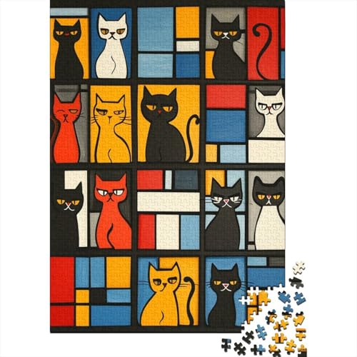 Puzzle Farbenfrohes Künstlerische Katze Geschicklichkeitsspiel Erwachsene Puzzles Tier Buntes Legespiel 500 Teile Herausforderndes Geschicklichkeitsspiel Für Erwachsene Kinder 500pcs (52x38cm) von VesFy