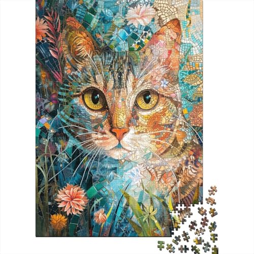 Puzzle Farbenfrohes Künstlerische Katze Geschicklichkeitsspiel Erwachsene Puzzles Tier Buntes Legespiel 500 Teile Herausforderndes Geschicklichkeitsspiel Für Erwachsene Kinder 500pcs (52x38cm) von VesFy