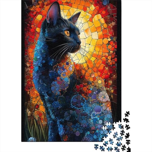 Puzzle Farbenfrohes Künstlerische Katze Geschicklichkeitsspiel Erwachsene Puzzles Tier Clevere Rätsel 1000 Teile Geburtstagsgeschenk Für Erwachsene Für Erwachsene Kinder 300pcs (40x28cm) von VesFy