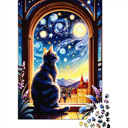 Puzzle Farbenfrohes Künstlerische Katze Klassische Puzzles Erwachsene Puzzles Tier Puzzle-Geschenk Puzzle 1000 Teile Impossible Puzzle Für Erwachsene Und Kinder 1000pcs (75x50cm) von VesFy