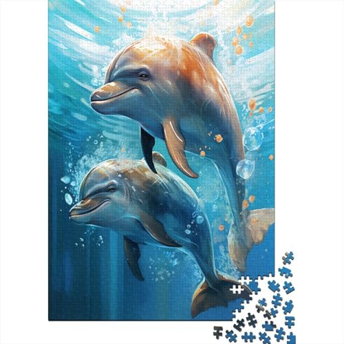 Puzzle Farbenfrohes Künstlerischer Delphin Klassische Puzzles Home Dekoration Puzzle Tier 300 Teile Puzzle Erwachsenen Puzzle Für Erwachsene Kinder 300pcs (40x28cm) von VesFy