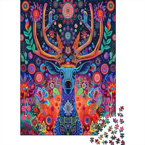 Puzzle Farbenfrohes Kunst-Hirsch Puzzle Farbenfrohes Legespiel Erwachsene Puzzles Tier Buntes Legespiel 500 Teile Erwachsenen Puzzle Für Die Ganze Familie 500pcs (52x38cm) von VesFy