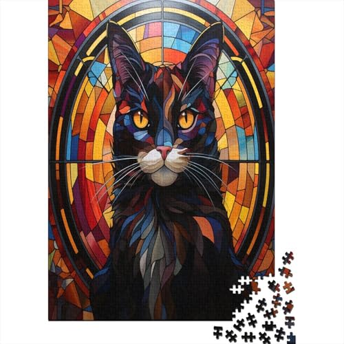 Puzzle Farbenfrohes Kunst Katze Geschicklichkeitsspiel Erwachsene Puzzles Tier Buntes Legespiel 500 Teile Herausforderndes Geschicklichkeitsspiel Für Erwachsene Kinder 500pcs (52x38cm) von VesFy