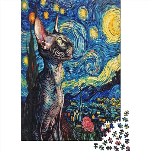 Puzzle Farbenfrohes Kunst Katze Geschicklichkeitsspiel Erwachsene Puzzles Tier Puzzle-Geschenk 1000 Teile Herausforderndes Puzzle Für Erwachsene 500pcs (52x38cm) von VesFy