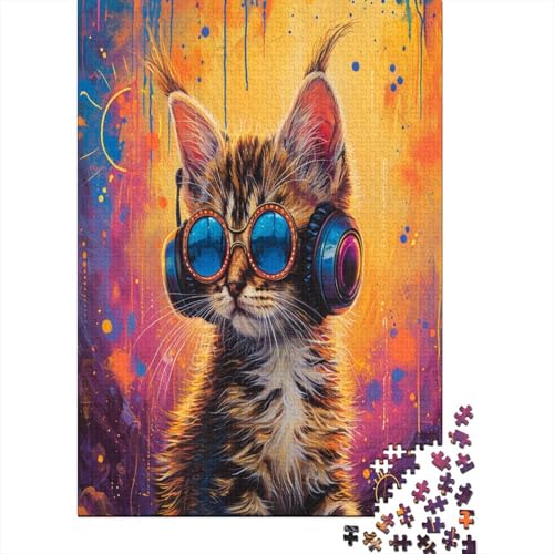 Puzzle Farbenfrohes Niedliche Katze Geschicklichkeitsspiel Erwachsene Puzzles Tier Clevere Rätsel 1000 Teile Geburtstagsgeschenk Für Erwachsene Für Erwachsene Kinder 1000pcs (75x50cm) von VesFy