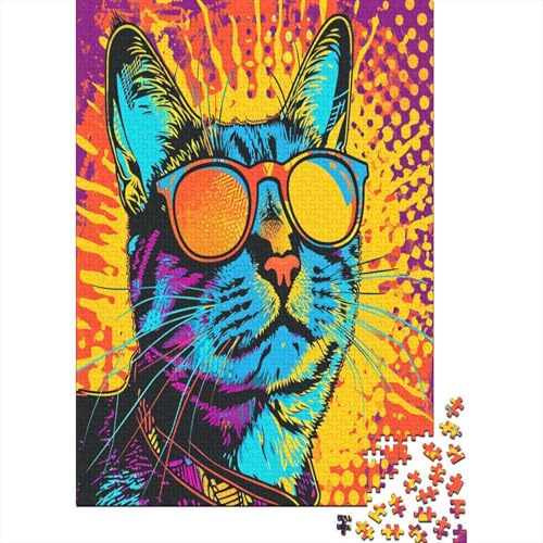 Puzzle Farbenfrohes Niedliche Katze Geschicklichkeitsspiel Erwachsene Puzzles Tier Puzzle 500 Teile Erwachsenen Puzzle Für Die Ganze Familie 500pcs (52x38cm) von VesFy