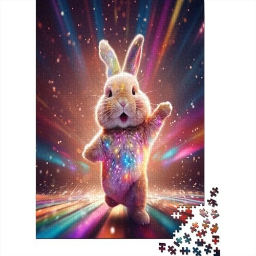 Puzzle Farbenfrohes Niedlicher Hase Geschicklichkeitsspiel Erwachsene Puzzles Tier 1000 Teile Puzzle Erwachsenen Puzzle Für Erwachsene Und Kinder 1000pcs (75x50cm) von VesFy