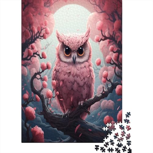 Puzzle Farbenfrohes Rosa Eule Klassische Puzzles Erwachsene Puzzles Tiers 300 Teile Herausforderndes Geschicklichkeitsspiel Für Erwachsene Und Kinder 300pcs (40x28cm) von VesFy