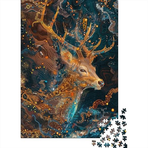 Puzzle Farbenfrohes Schöner Hirsch Geschicklichkeitsspiel Erwachsene Puzzles Tier Clevere Rätsel 1000 Teile Geburtstagsgeschenk Für Erwachsene Für Erwachsene Kinder 500pcs (52x38cm) von VesFy