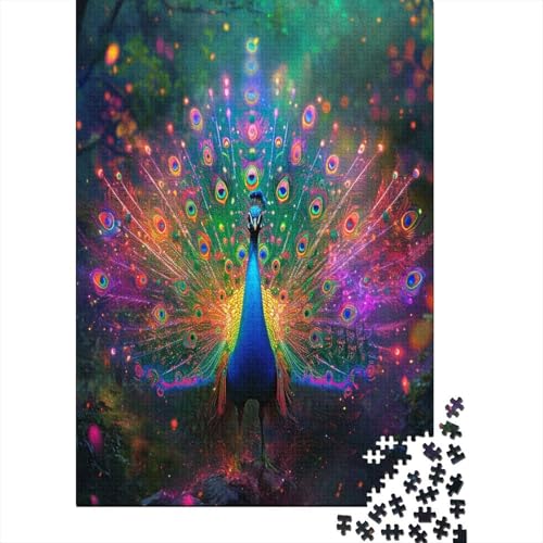 Puzzle Farbenfrohes Schöner Pfau Klassische Puzzles Erwachsene Puzzles Tier Buntes Legespiel 500-teilige Puzzles Erwachsenen Puzzle Für Erwachsene 500pcs (52x38cm) von VesFy