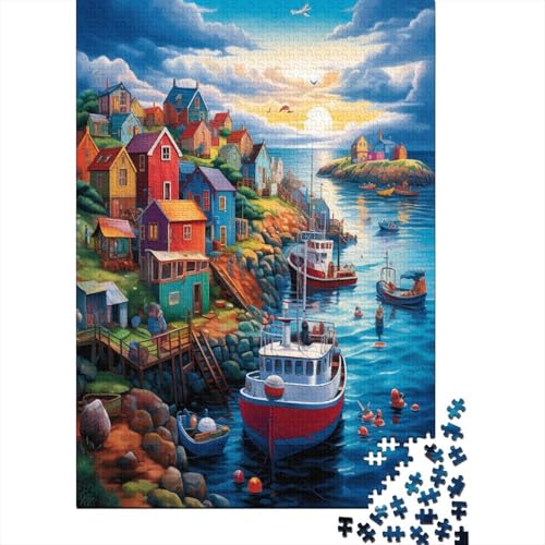 Puzzle Farbenfrohes Stadt am Meer Klassische Puzzles Home Dekoration Puzzle Schöne Stadt Buntes Legespiel Puzzle 300 Teile Herausforderndes Puzzle Für Erwachsene 300pcs (40x28cm) von VesFy