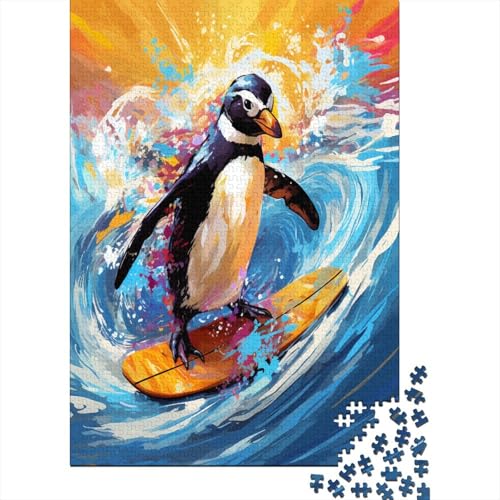 Puzzle Farbenfrohes Surfender Pinguin Geschicklichkeitsspiel Erwachsene Puzzles Tier Puzzle 300 Teile Erwachsenen Puzzle Für Die Ganze Familie 300pcs (40x28cm) von VesFy