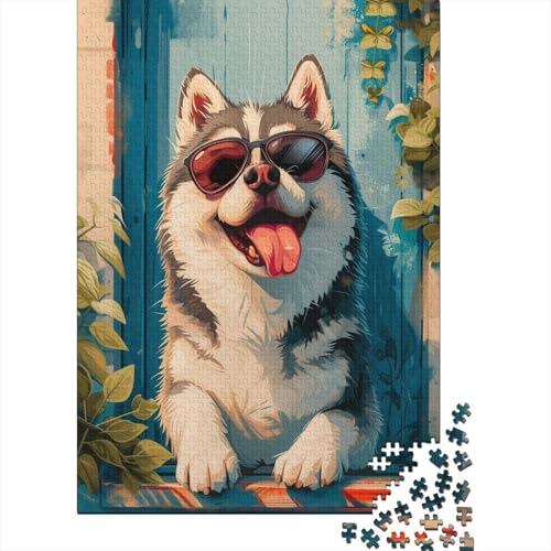 Puzzle Husky-Hund Puzzle Farbenfrohes Legespiel Lernspiel Herausforderung Spielzeug Tier Buntes Legespiel 500 Teile Impossible Puzzle Für Erwachsene 500pcs (52x38cm) von VesFy