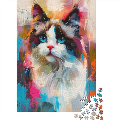 Puzzle Künstlerische Katze Klassische Puzzles Home Dekoration Puzzle Tier Clevere Rätsel 300 Teile Geburtstagsgeschenk Für Erwachsene Für Erwachsene Und Kinder 300pcs (40x28cm) von VesFy