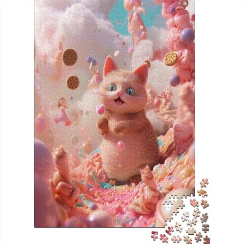 Puzzle Künstlerische Katze Puzzle Farbenfrohes Legespiel Home Dekoration Puzzle Tier 1000 Teile Herausforderndes Puzzle Für Erwachsene Und Kinder 500pcs (52x38cm) von VesFy