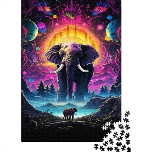 Puzzle Kunst Elefant Puzzle Farbenfrohes Legespiel Lernspiel Herausforderung Spielzeug Tier Puzzle-Geschenk Puzzle 1000 Teile Herausforderndes Puzzle Für Erwachsene 1000pcs (75x50cm) von VesFy