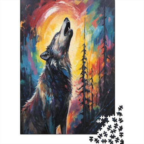 Puzzle Kunst Wolf Puzzle Farbenfrohes Legespiel Home Dekoration Puzzle Tier Clevere Rätsel Puzzle 1000 Teile Impossible Puzzle Für Erwachsene Und Kinder 500pcs (52x38cm) von VesFy