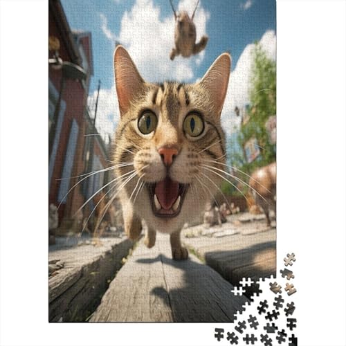 Puzzle Niedliche Katze Puzzle Farbenfrohes Legespiel Lernspiel Herausforderung Spielzeug Tier Buntes Legespiel 1000 Teile Impossible Puzzle Für Erwachsene 500pcs (52x38cm) von VesFy