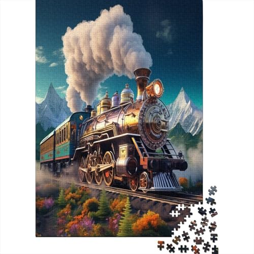 Puzzle Retro-Zug Puzzle Farbenfrohes Legespiel Home Dekoration Puzzle Verkehr Clevere Rätsel Puzzle 500 Teile Impossible Puzzle Für Erwachsene Und Kinder 500pcs (52x38cm) von VesFy