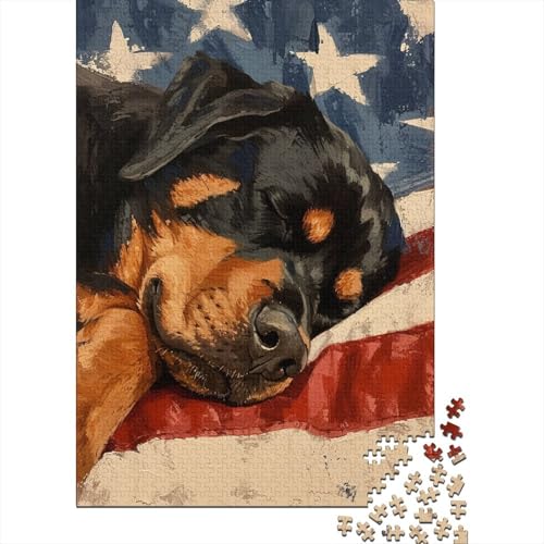 Puzzle Rottweiler-Hund Puzzle Farbenfrohes Legespiel Lernspiel Herausforderung Spielzeug Tiers Puzzle-Geschenk Puzzle 1000 Teile Herausforderndes Puzzle Für Erwachsene 500pcs (52x38cm) von VesFy