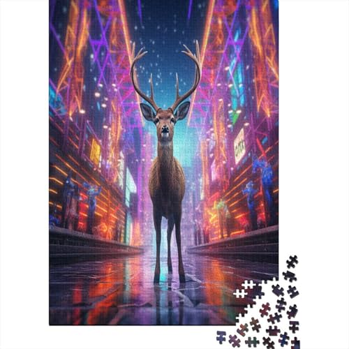 Puzzle Schöner Hirsch Klassische Puzzles Home Dekoration Puzzle Tier Clevere Rätsel 1000 Teile Geburtstagsgeschenk Für Erwachsene Für Erwachsene Und Kinder 500pcs (52x38cm) von VesFy