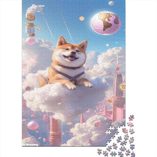 Puzzle Shiba Inu Hund Puzzle Farbenfrohes Legespiel Home Dekoration Puzzle Tier Clevere Rätsel 1000-teilige Puzzles Herausforderndes Puzzle Für Erwachsene Und Kinder 1000pcs (75x50cm) von VesFy